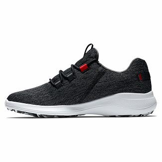 Men's Footjoy Flex Coastal Spikeless Golf Shoes Black/Red NZ-259961
